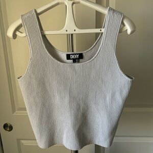 DKNY Light Gray Ribbed Tank Top
